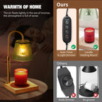 Fortune Candy Flameless Fragrant Candle Melter, Adjustment Knob, Dimmer & Timer, Wooden Base (Rustic Fluted Shade)