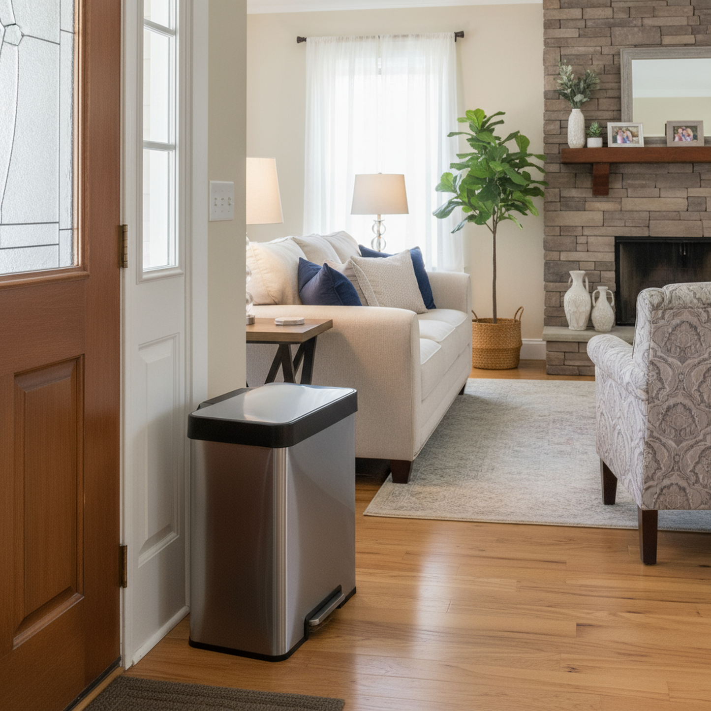 Innovaze 40L / 10.6 Gal Stainless Steel Step Trash Can, Dual 5.3 Gal Compartments Recycling Bin for Home, Office, Apartment