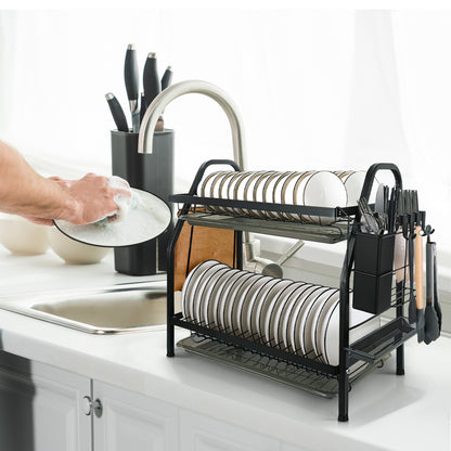 Fortune Candy 16'' Tall Large Capacity Multifunction Storage 2 Tier Dish Drying Rack