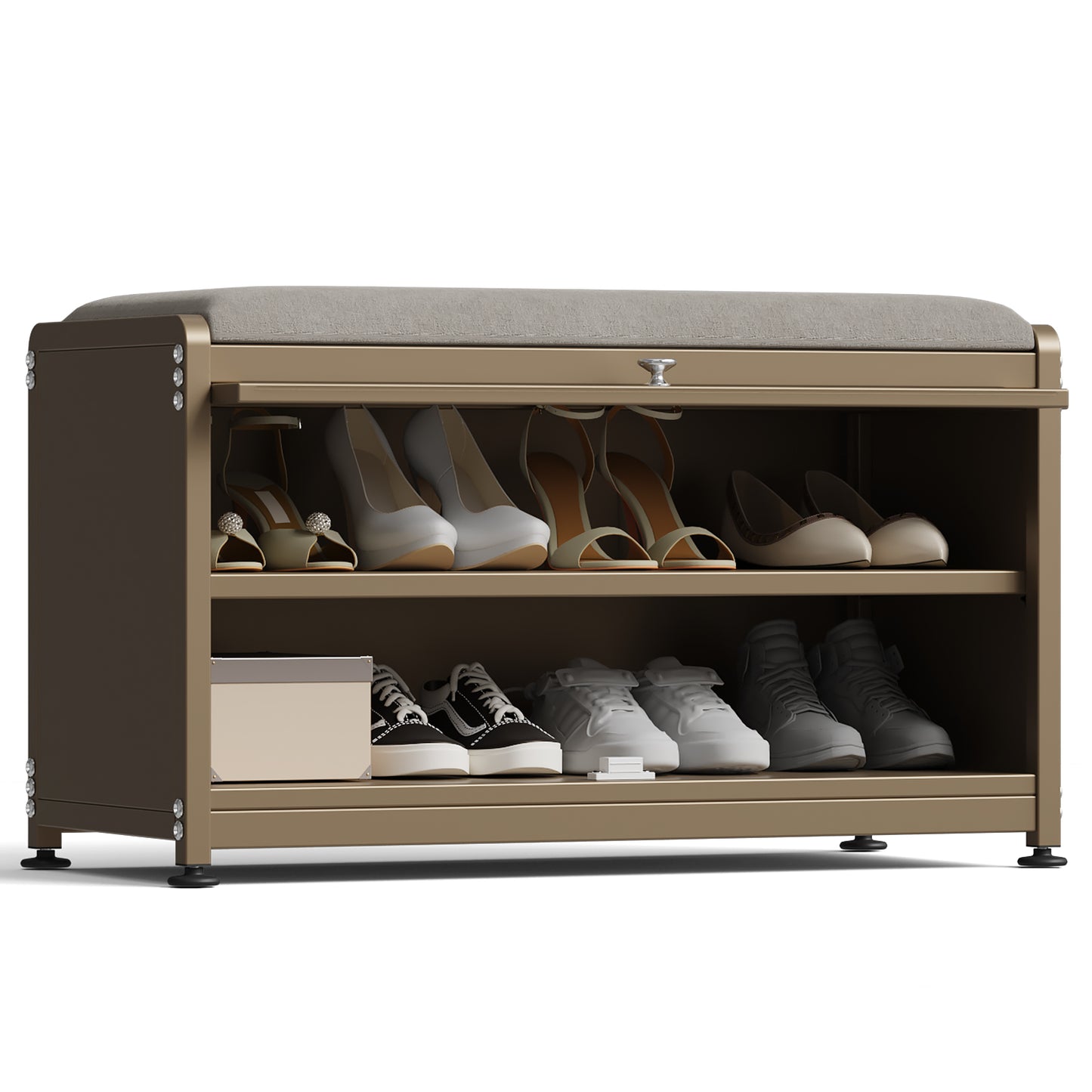 Fortune Candy 27.6'' Length Storage Cabinet with 2 Tier Shoe Rack (Camel Yellow)