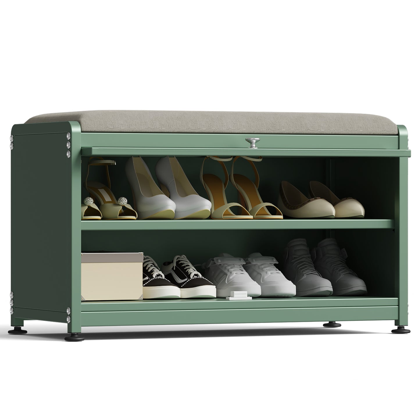 Fortune Candy 27.6'' Length Storage Cabinet with 2 Tier Shoe Rack (Green)