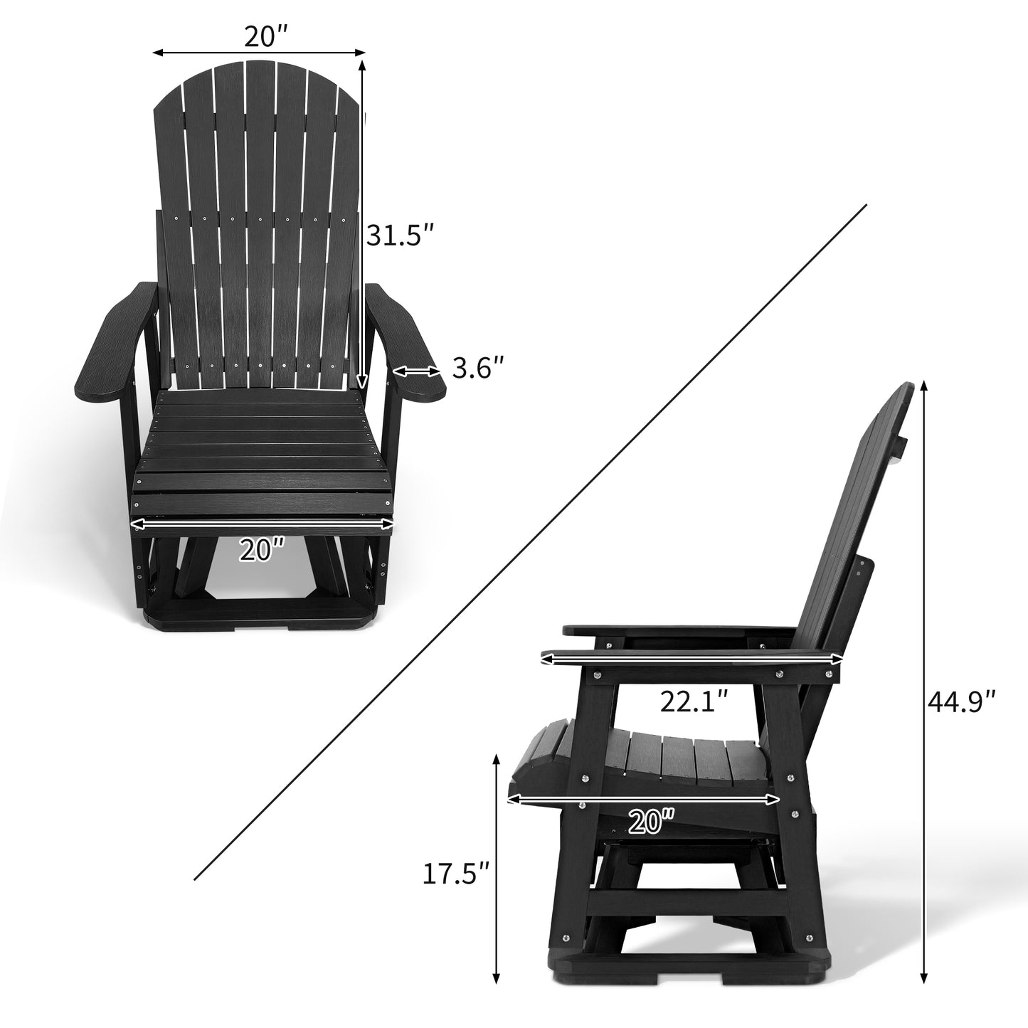 Fortune Candy 1 Person HIPS Swivel Patio Glider, 44.9'' Height, Rotate 360 Degrees