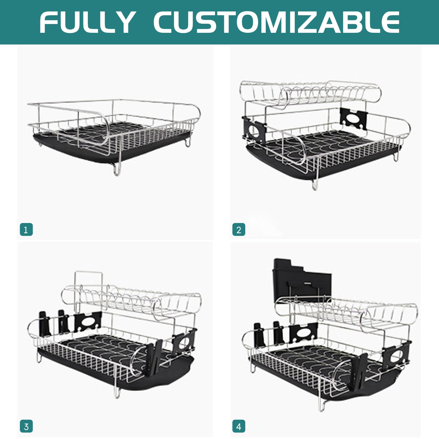 Fortune Candy Metal 18.89'' Width Multifunctional 2-Tier Dish Drying Rack