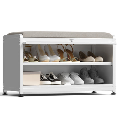 Fortune Candy 27.6'' Length Storage Cabinet with 2 Tier Shoe Rack (White)