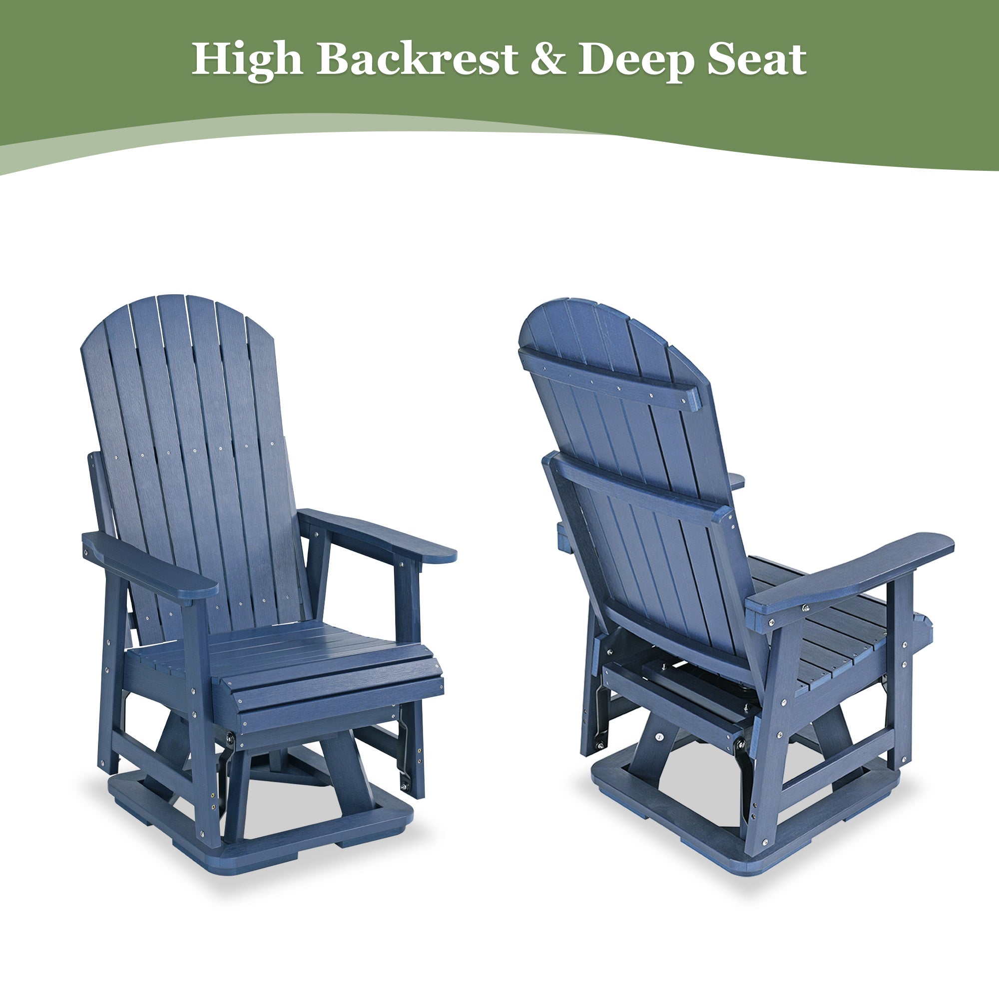 Fortune Candy 1 Person HIPS Swivel Patio Glider, 44.9'' Height, Rotate 360 Degrees, Navy