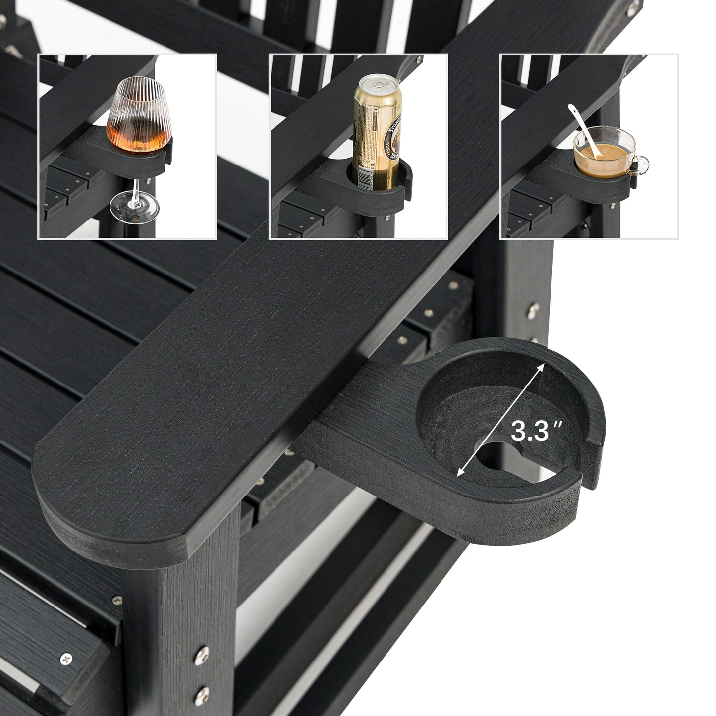 Fortune Candy Poly Lumber Patio Glider  2 Seater with Ergonomic Deep Seat, High Backrest, Cup Holders, for Outdoor Garden, Yard, or Deck