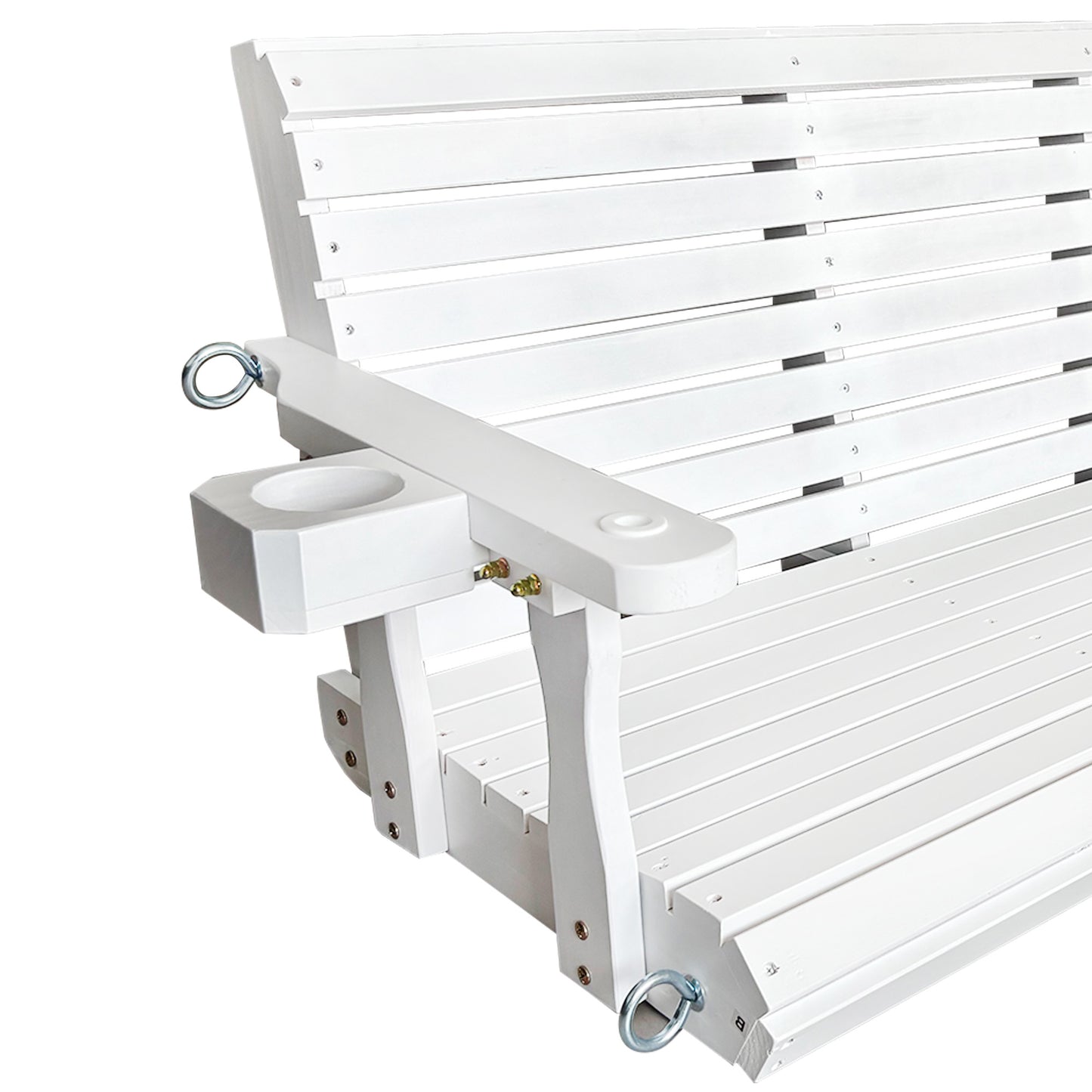 Fortune Candy 5 ft. Wooden Porch Swing 2-Seater for Outdoor Patio Garden Yard (White)