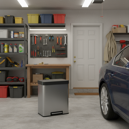 Innovaze 40L / 10.6 Gal Stainless Steel Step Trash Can, Dual 5.3 Gal Compartments Recycling Bin for Home, Office, Apartment