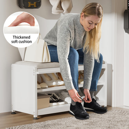 Fortune Candy 27.6'' Length Storage Cabinet with 2 Tier Shoe Rack (White)