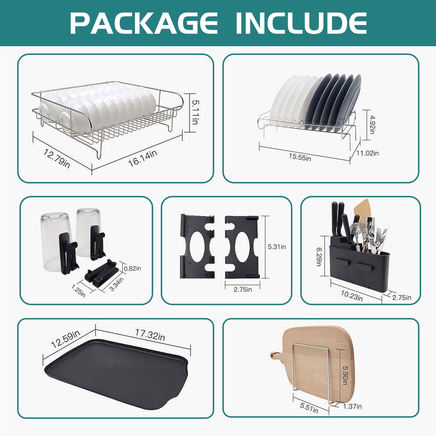 Fortune Candy Metal 18.89'' Width Multifunctional 2-Tier Dish Drying Rack