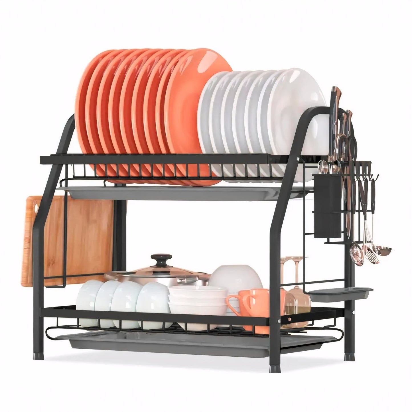 Fortune Candy 16'' Tall Large Capacity Multifunction Storage 2 Tier Dish Drying Rack
