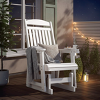Fortune Candy 1-Person Poly Lumber Patio Glider, with Cup Holders, High Backrest and Deep Contoured Seat, HIPS Material (White)