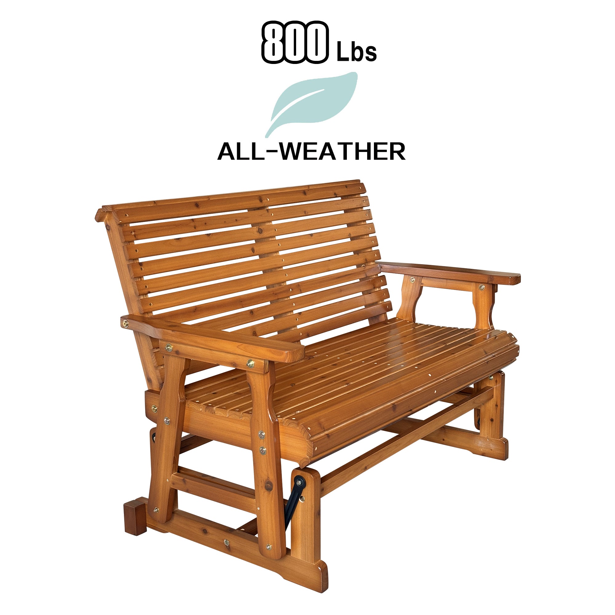 Fortune Candy 2 Person Wooden Patio Glider with High Roll Back