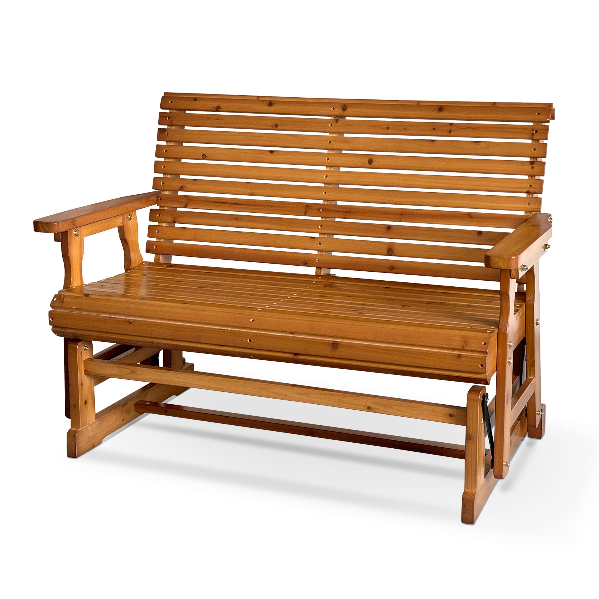 Fortune Candy 2 Person Wooden Patio Glider with High Roll Back