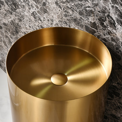 Fortune Candy 32.68'' Tall Round Stainless Steel Pedestal Sink Basin (Gold)