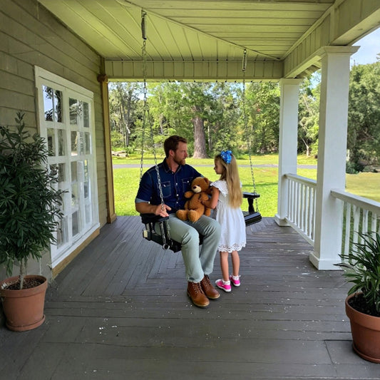 Fortune Candy Wooden Porch Swing 2-Seater Extra Large, Ergonomic Seat, Bench Swing with Hanging Chains, for Outdoor Patio Garden Yard (Deep Brown)