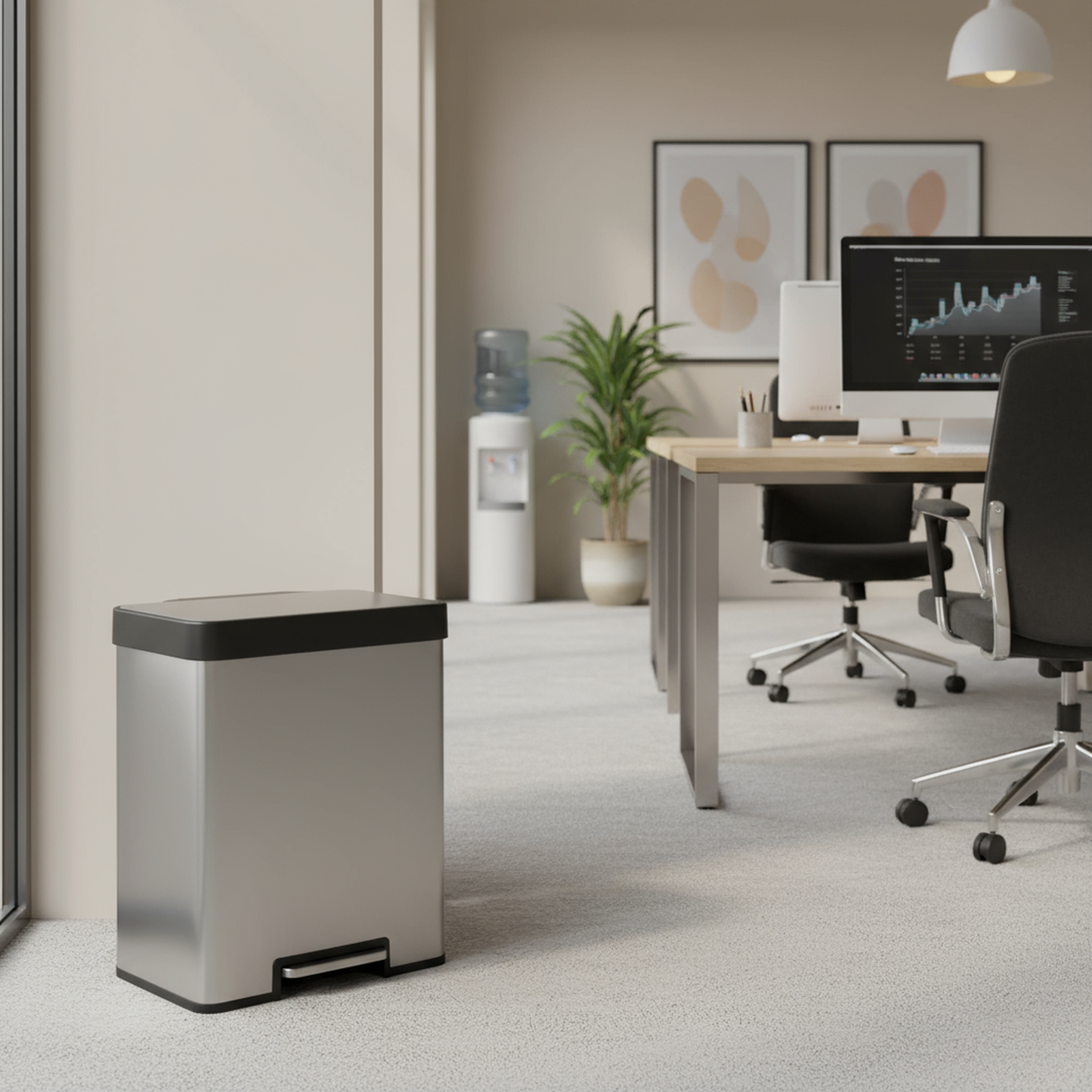 Innovaze 40L / 10.6 Gal Stainless Steel Step Trash Can, Dual 5.3 Gal Compartments Recycling Bin for Home, Office, Apartment