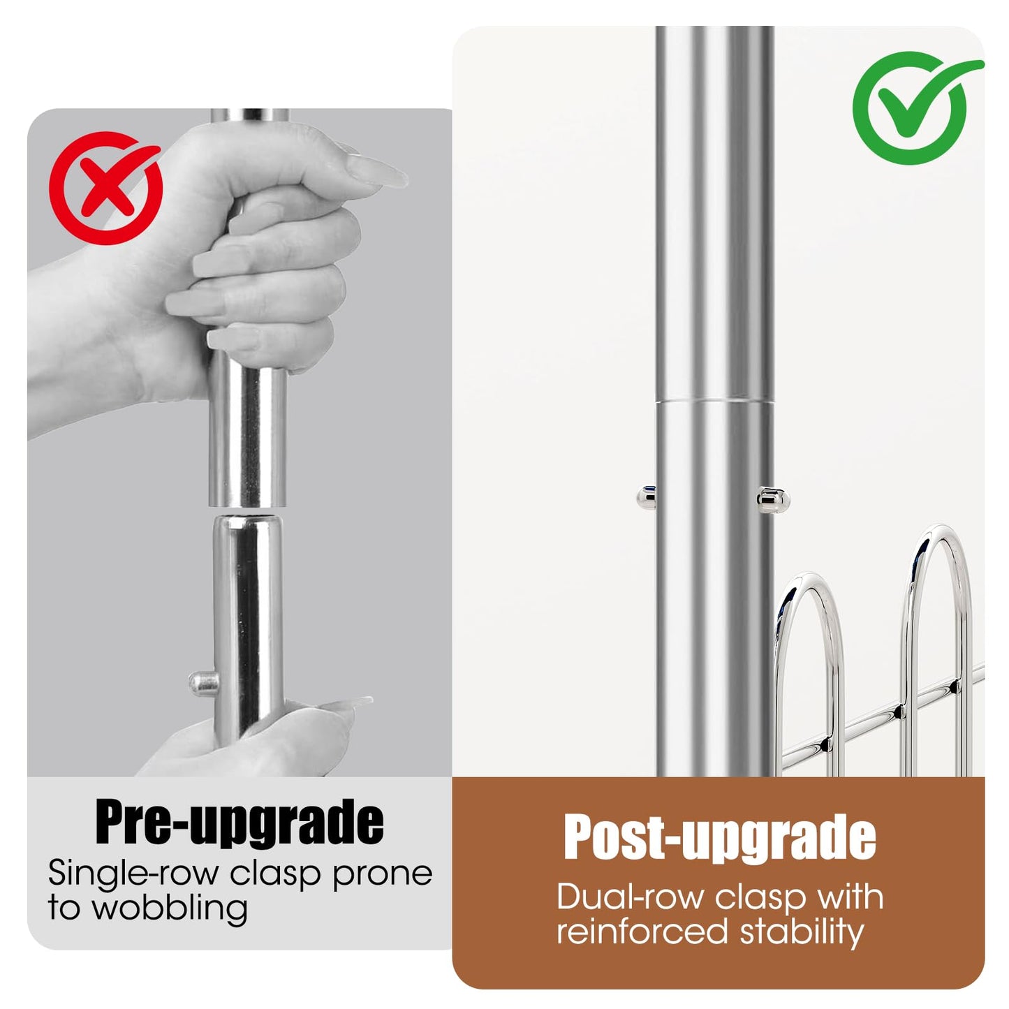 Fortune Candy 69.7" Tall Steel Rack with Extendable Hanging Bars, Side Hooks, and Lockable Wheels for Home, Office, and Display Use