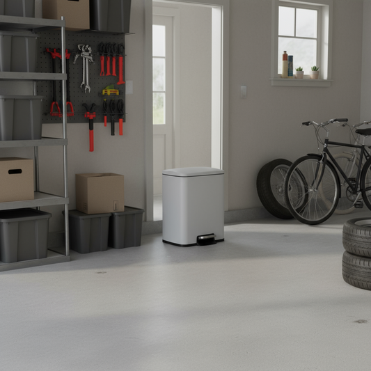 Innovaze 5.3 Gallon / 20 Liter Stainless Steel Step-On Trash Can, Rectangular Shape, Matte White Finish, Ideal for Home or Office