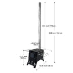 Fortune Candy 1 Set Folding Portable Wood Burning Tent Stove with Cooking Surface, Pipes and Spark Arrestor, for Camping, Hiking, Outdoor Courtyard
